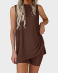 2 Piece Sleeveless Lounge Set with Biker Shorts
