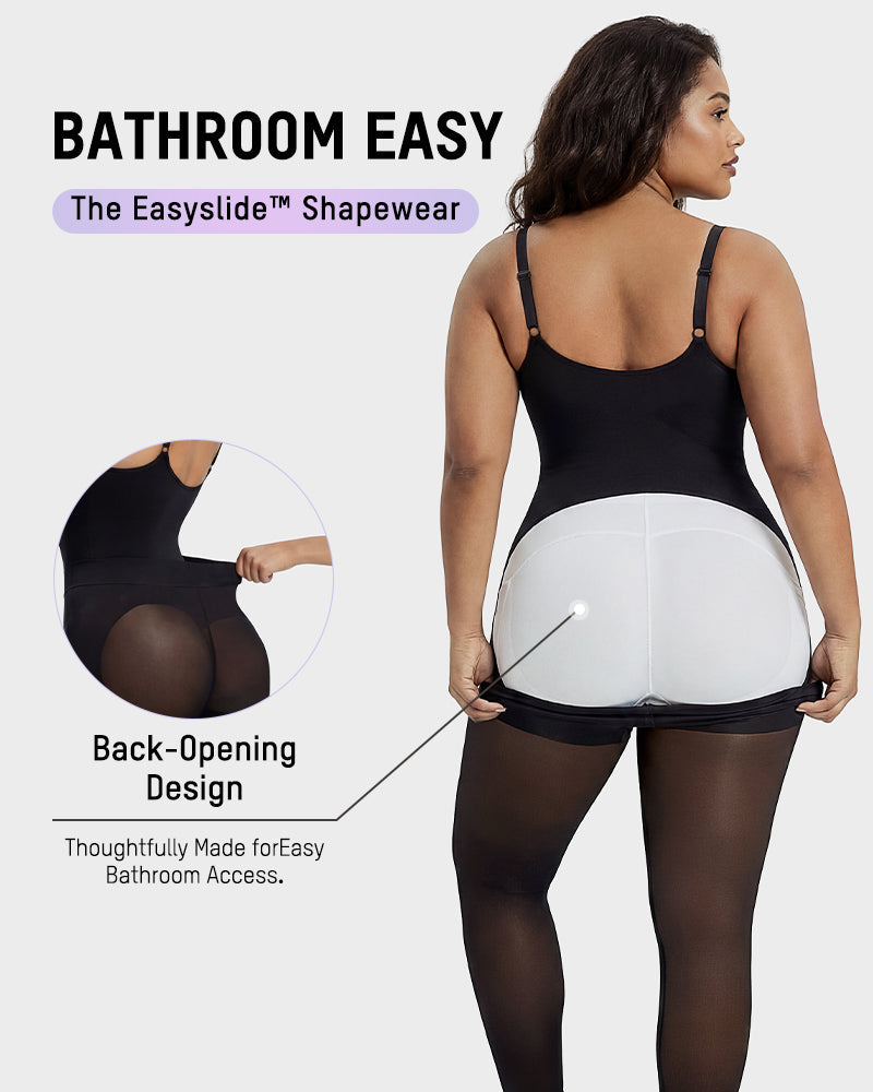 Easyslide™ Deep V Shapewear Bodysuit with Stockings