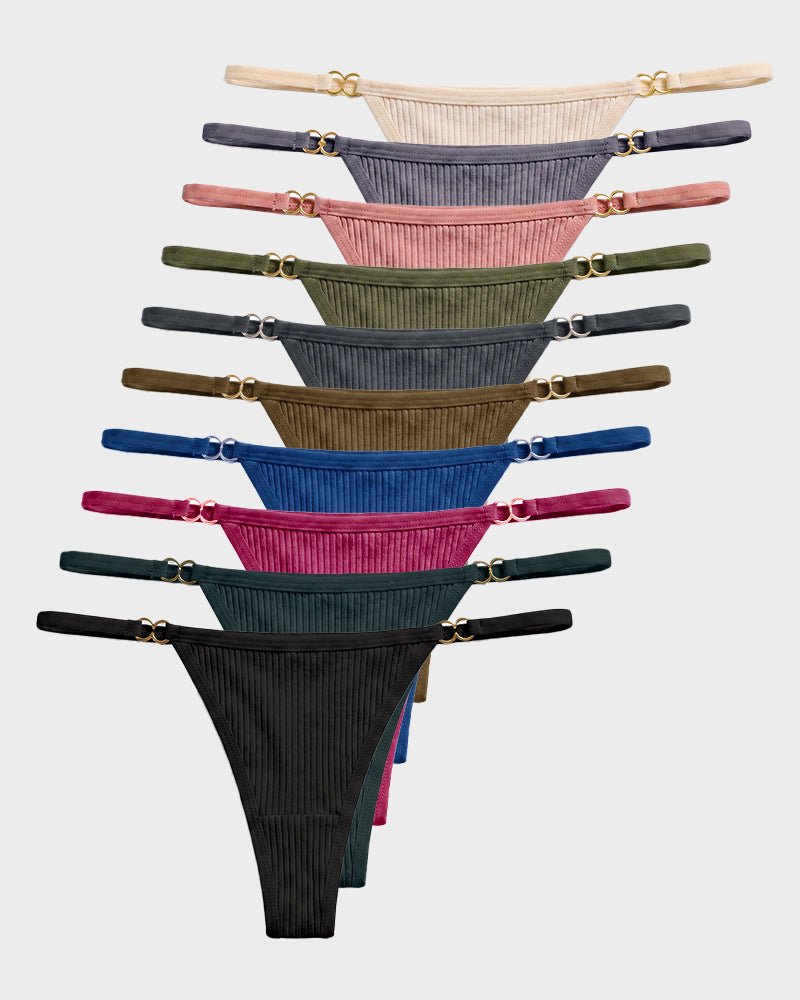 Ribbed Low-Rise Seamless Thong(10 Pack)