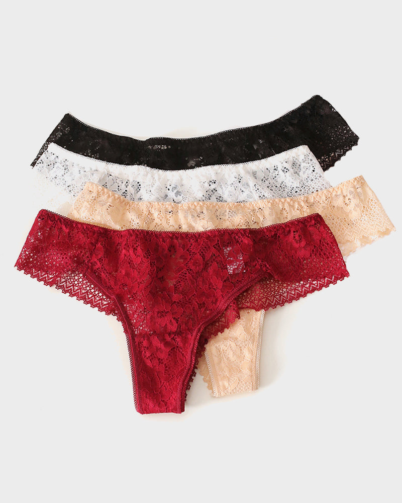 Floral Lace Cut-Out Thong Panties