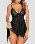 Sheer Lace Babydoll Lingerie with G-String