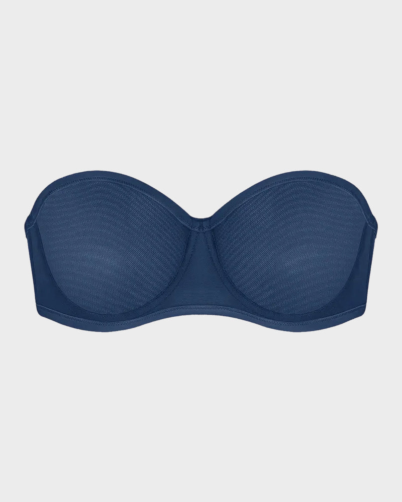 Strapless Mesh Underwire Balconette Bra
